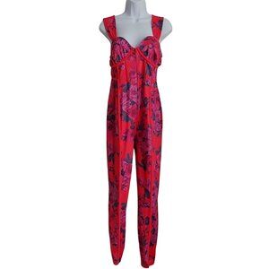 New Free People Cosmo Catsuit Red Rose Balletcore Bold Vibrant Art to Wear M